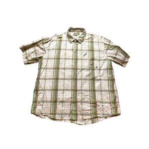 Ecko Unltd Shirt Adult‎ 2X Green Tan Plaid Button Up Y2K Rhino Brand Casual Mens